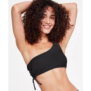 Salt & Cove Juniors Size Small One-Shoulder Side-Shirred Bikini Top Black 2659